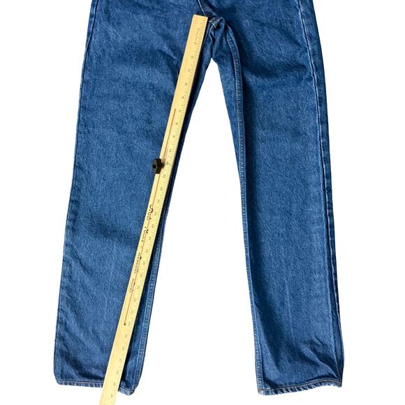 Reformation Medium Blue Button Fly Cynthia High Rise Long Straight Jeans size 23 - Picture 6 of 10